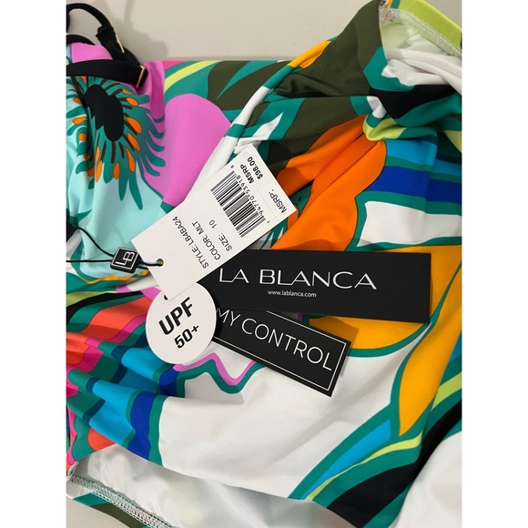 La Blanca Floral Multicolor Tummy Control One Piece Swimsuit Size 10 - Picture 5 of 9